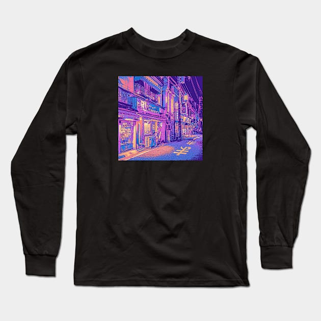 Japan Synth Street Long Sleeve T-Shirt by lazartemarjun